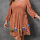 Plus Size Suede Square Neck Christmas Pattern Dress