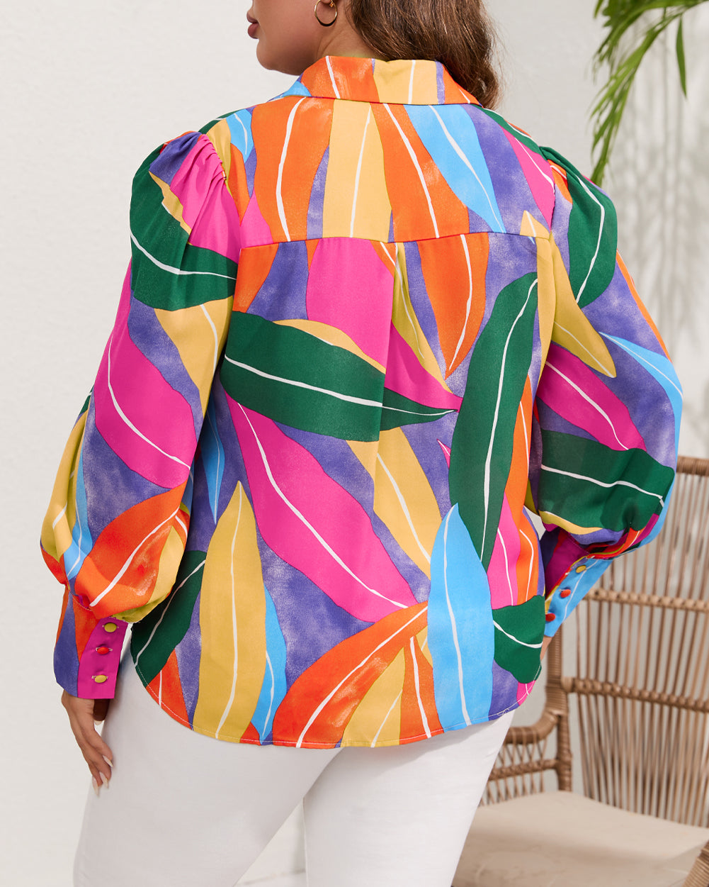 Multicolor Flora Print Plus Size Shirt