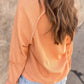 Solid Long Sleeve V Neck Corded Top