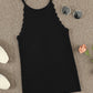 Scalloped Edge Rib Knit Sleeveless Tank Top