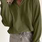 Zipped Neck Pullover Drop Shoulder Sweatshirt