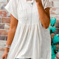 Hollow Knit Splicing Keyhole Back Tunic Top