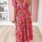 Floral Short Sleeve Smocked Waist Maxi dress