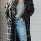 Plaid Button Front Pocketed Long Shacket