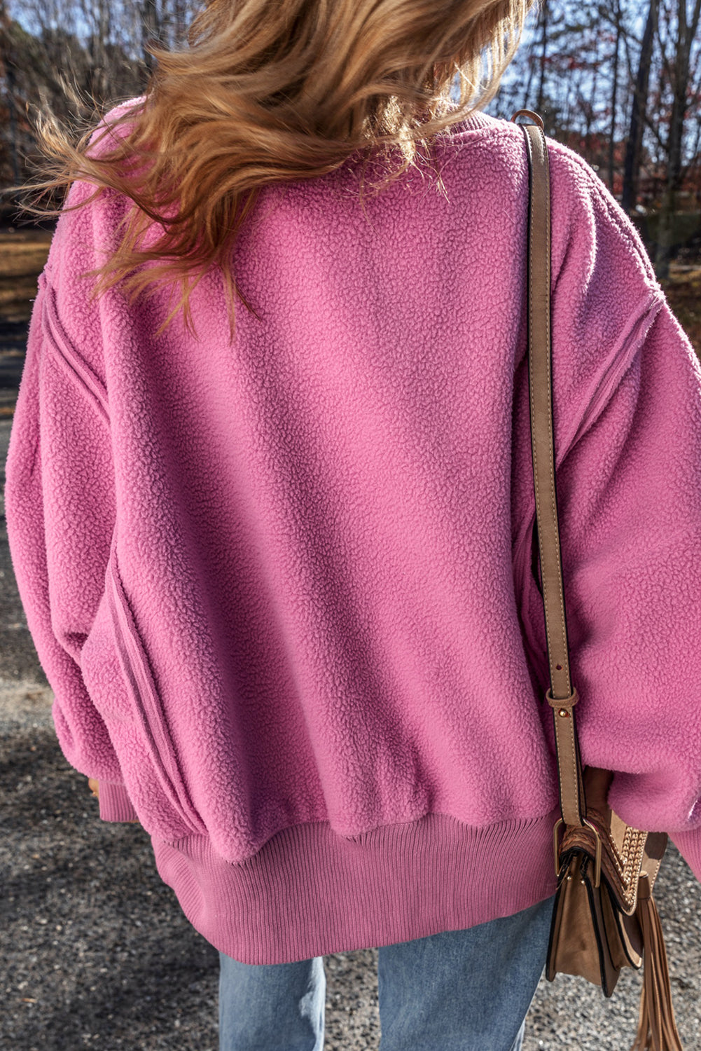 Sherpa Seamed Drop Shoulder Oversized Sweatshirt