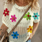 Crochet Flower Hollow-out Sweater T Shirt