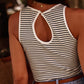 Striped Print Ribbed Knit Sleeveless Top