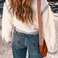 Contrast Trim Buttoned Sherpa Jacket