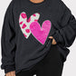 Double Heart Graphic Plus Size Corded Sweatshirt