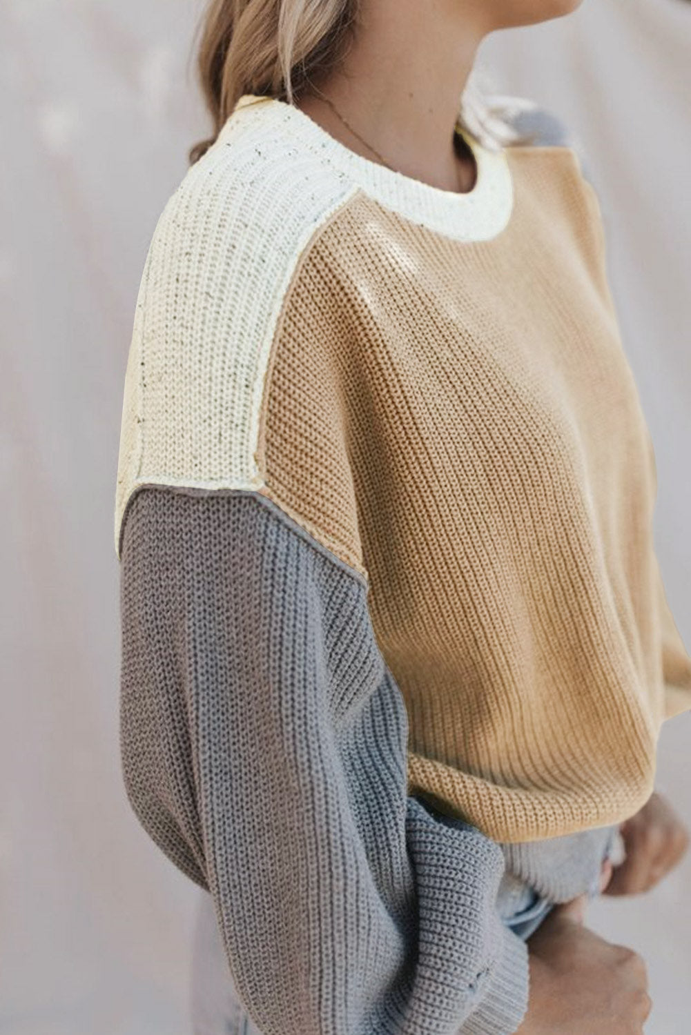 Color Block Patchwork Baggy Sweater