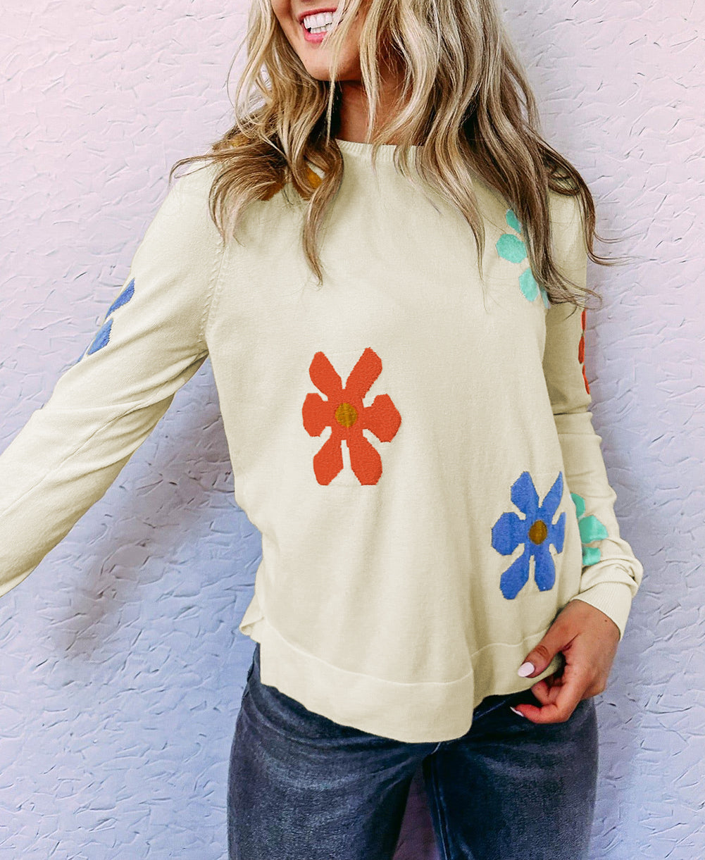 Sweet Floral Pullover Sweater