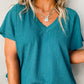 Sapphire Textured V Neck Bubble Hem Plus Top