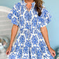 Vintage Floral Print Wide Ruffled Sleeve Dress