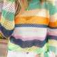 Colorblock Patchwork Knit Crochet Eyelet Sweater