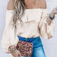 Ruffle Overlay Puff Sleeve Blouse