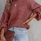 Heathered Knit Drop Shoulder Puff Sleeve Sweater