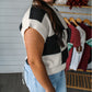 Checkered Color Block Crew Neck Short Sleeve Sweater