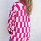 Checkered Pattern Open Front Plus Size Cardigan