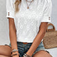 Eyelet Embroidered Short Puff Sleeve Top