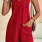Adjustable Straps Pocketed Textured Romper
