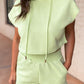 Textured Cropped Hoodie and Shorts Set
