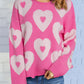 Pearl Beaded Heart Drop Shoulder Sweater