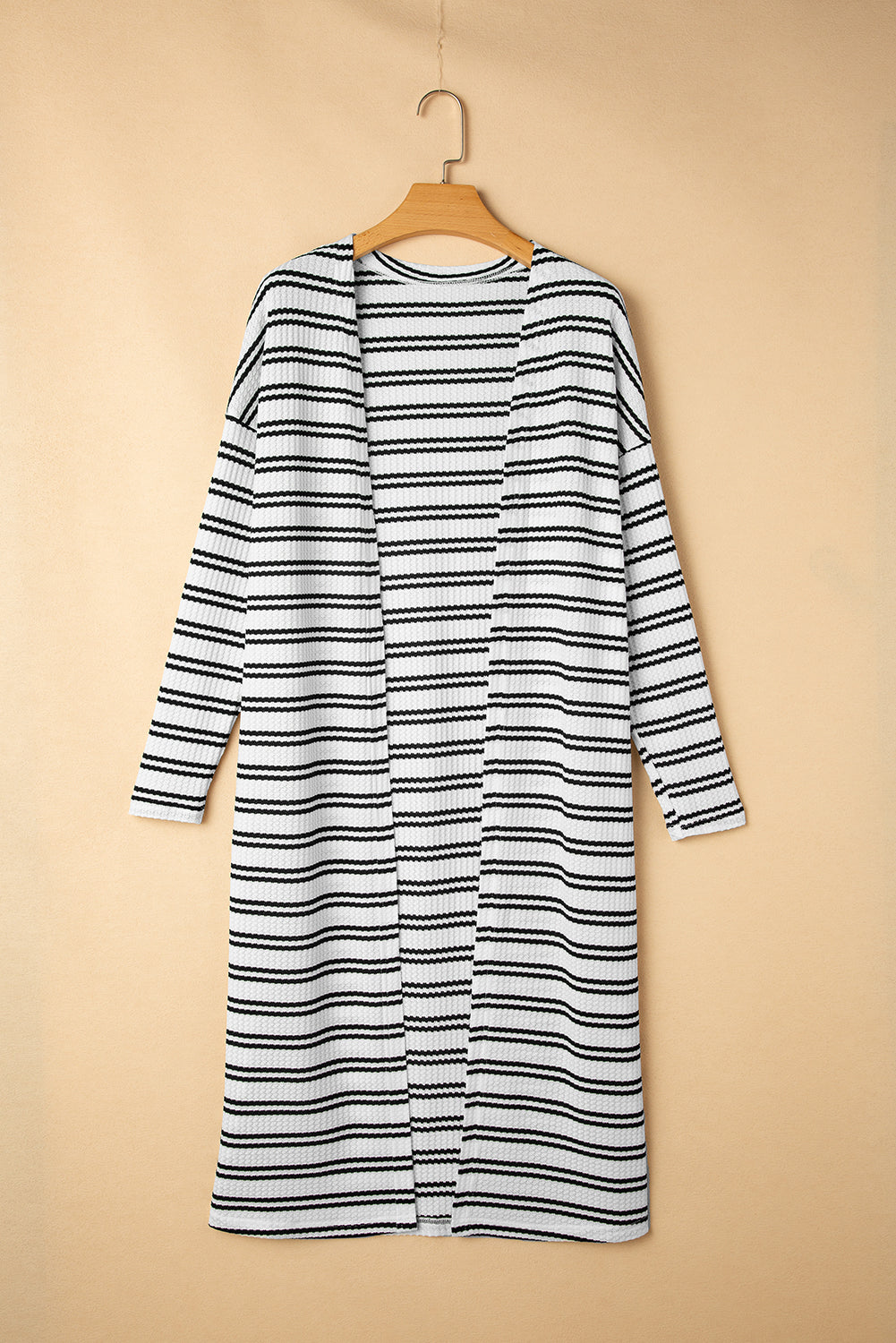 Stripe Print Open Front Duster Cardigan