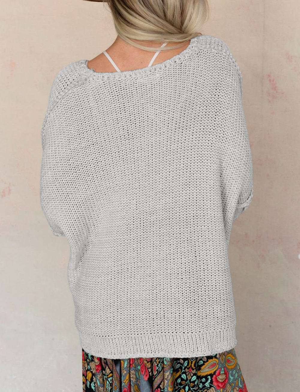 Slouchy Textured Knit Loose Sweater