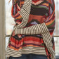 Western Aztec Striped Mock Neck Dolman Sleeve Top