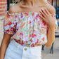Floral Print Off Shoulder Puff Sleeve Blouse