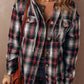 Plaid Print Chest Pocket Buttoned Hooded Shacket
