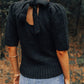 Knotted Keyhole Nape Short Sleeve Knit Sweater