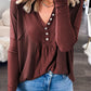 Dahlia Waffle Ribbed Knit Patchwork Henley Top