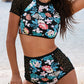 Lace Hollow Floral Print 2pcs Swimsuit