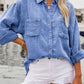 Mineral Wash Crinkle Textured Chest Pockets Shirt