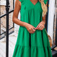 Solid Color V Neck Ruffle Tiered Mini Dress