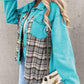 Plaid Patchwork Pockets Denim Jacket