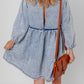 Light Wash High Waist Loose Fit Denim Mini Dress