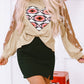Western Aztec Heart Shape Print Patchwork Blouse