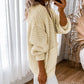 Chunky Textured Knit Pocketed V Neck Cardigan