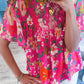 Floral Short Sleeve Smocked Blouse
