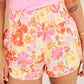 Floral Shirred High Waist Casual Shorts