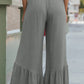 Grey High Waist Ruffled Wide-Leg Pants