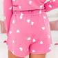 Valentine Heart Print Long Sleeve Tee and Shorts Lounge Set