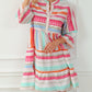 Boho Geometric Print Bracelet Sleeve Buttoned Mini Dress