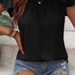 Solid Color Textured Pleated Flutter Sleeve Blouse