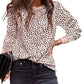 Animal Spotted Print Round Neck Long Sleeve Top