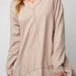 Exposed Seam V Neck Split Hem Tunic Top