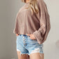 Cording Drop Shoulder Puff Sleeve Casual Blouse