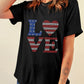 Rhinestone USA Flag Stripes and Stars LOVE Graphic T Shirt